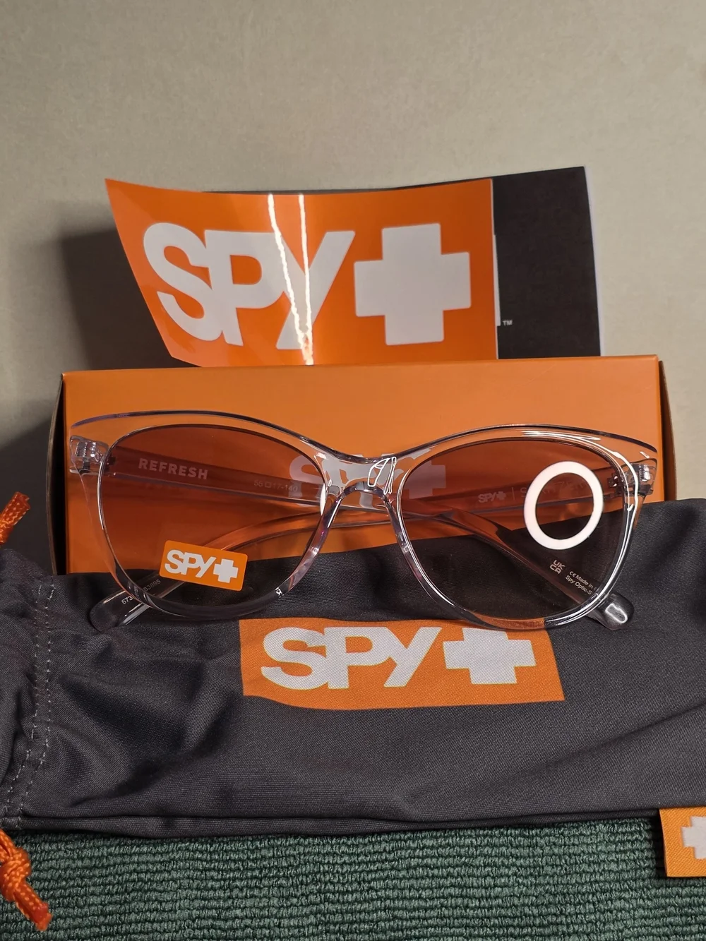 SPY+ Spritzer Clear Pink Sunset Fade Sunglasses – NWT Cloth Bag
